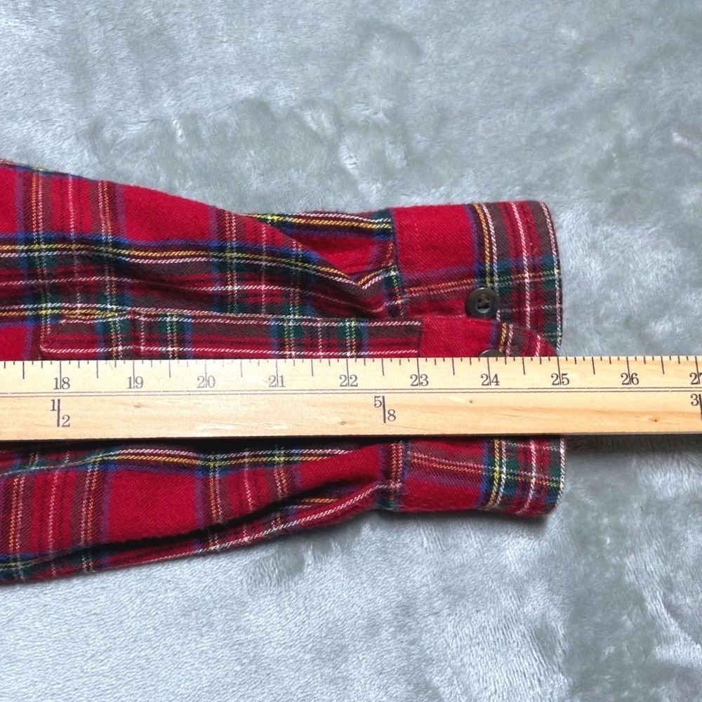 LL Bean Mens XL Red Plaid Flannel Shirt Long Sleeve Button Down Cotton 228061 - Picture 10 of 11